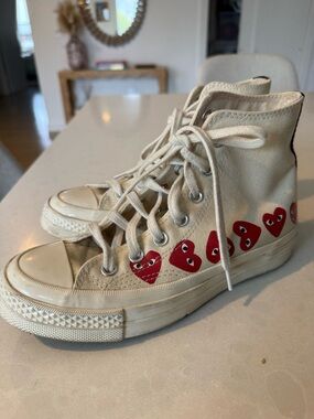 Comme des Garçons Red Heart High-Top Canvas Sneakers